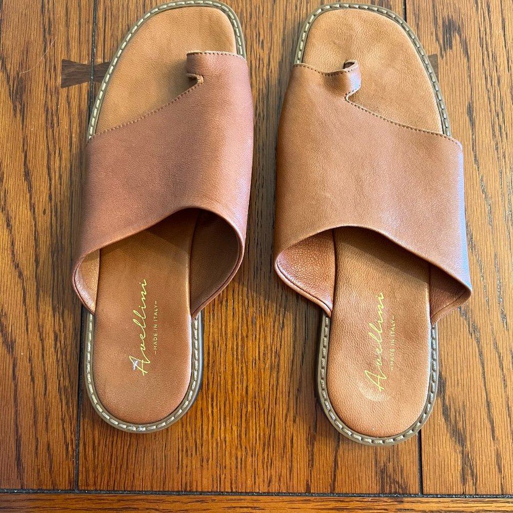 Light Brown Leather Toe Strap Sandals